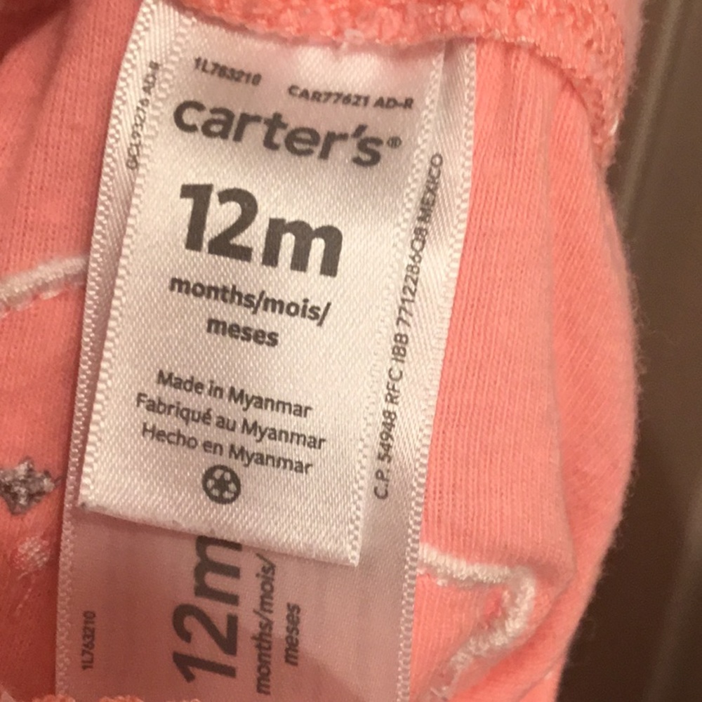 Carter’s Love My Mama Elephant Short sleeve onesie pant set Size 12 months - Picture 7 of 7